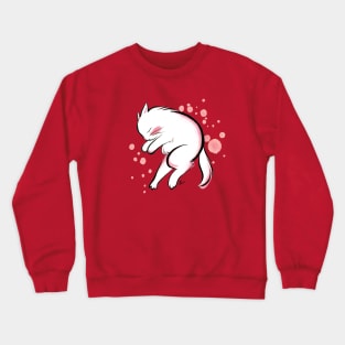 White cat dreaming Crewneck Sweatshirt